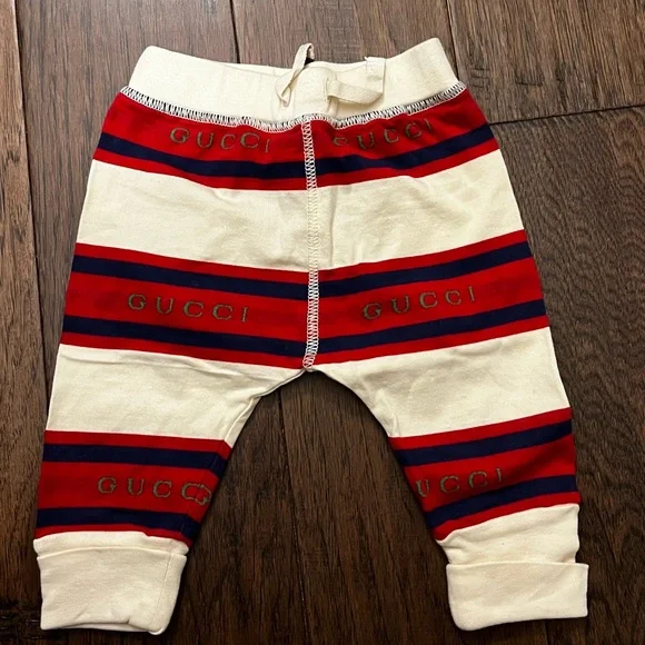 Gucci Kids Cream and Red Logo Joggers - Picture 1 of 4